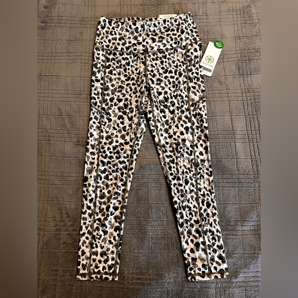 NWT Gaiam Om Fit Leopard Print Leggings